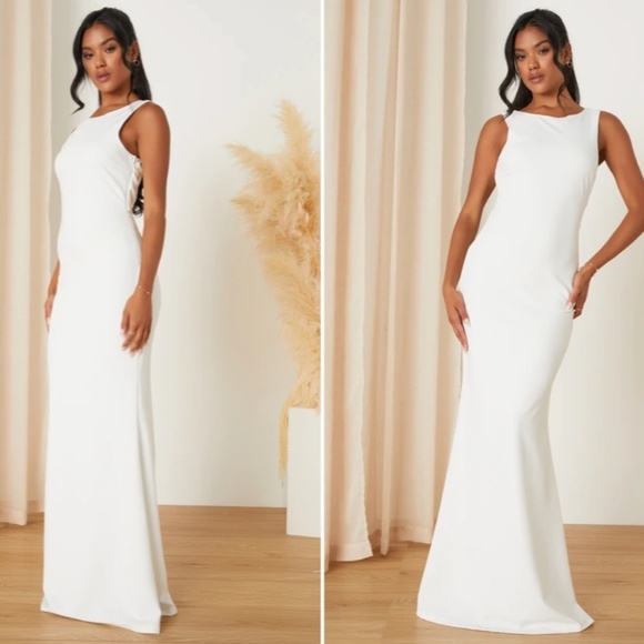 LULU's Bridal Wedding Chic Tie Knot Open Back Mermaid Trumpet Gown NWOT - Picture 3 of 3